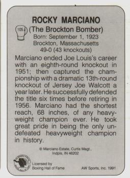 1991 All World #105 Rocky Marciano Back
