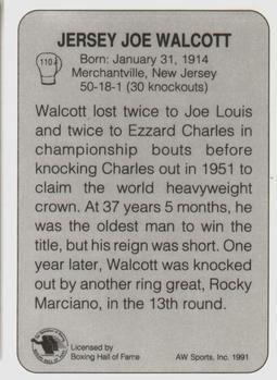 1991 All World #110 Jersey Joe Walcott Back