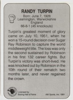1991 All World #114 Randy Turpin Back