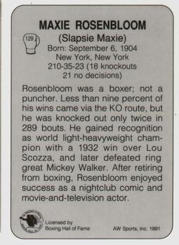 1991 All World #129 Maxie Rosenbloom Back