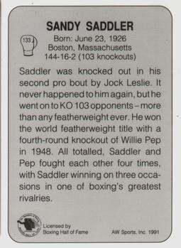 1991 All World #133 Sandy Saddler Back