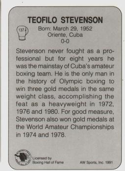 1991 All World #137 Teofilo Stevenson Back