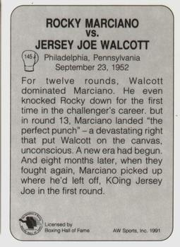 1991 All World #145 Marciano Vs. Walcott I Back