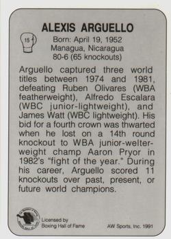 1991 All World #15 Alexis Arguello Back