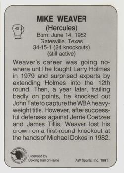 1991 All World #43 Mike Weaver Back