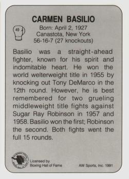 1991 All World #49 Carmen Basilio Back