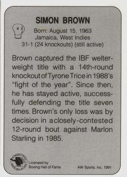 1991 All World #4 Simon Brown Back