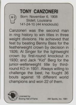 1991 All World #58 Tony Canzoneri Back