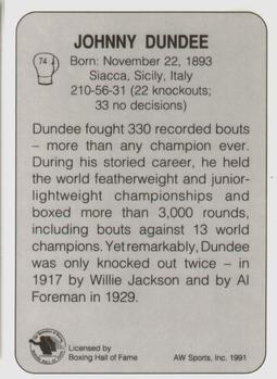 1991 All World #74 Johnny Dundee Back