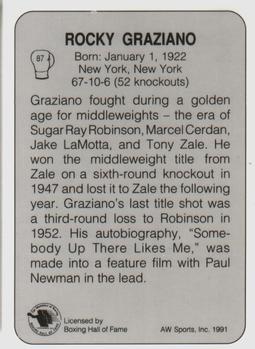 1991 All World #87 Rocky Graziano Back