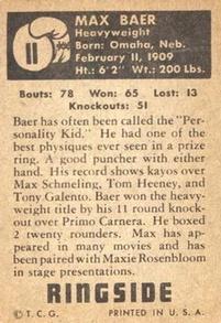 1951 Topps Ringside #11 Max Baer Back