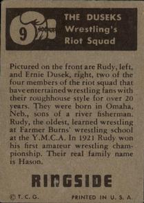 1951 Topps Ringside #9 Dusek Brothers Back