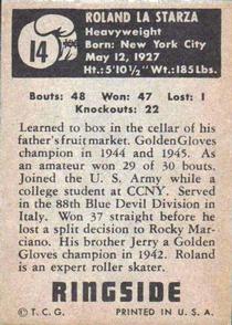 1951 Topps Ringside #14 Roland LaStarza Back