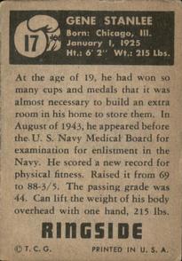 1951 Topps Ringside #17 Gene Stanlee Back
