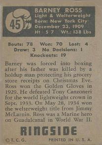 1951 Topps Ringside #45 Barney Ross Back