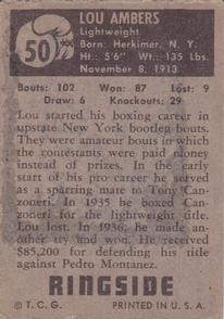 1951 Topps Ringside #50 Lou Ambers Back