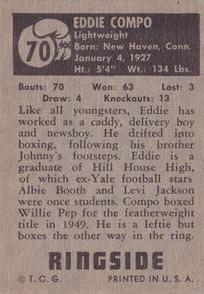 1951 Topps Ringside #70 Eddie Compo Back