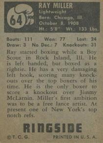 1951 Topps Ringside #64 Ray Miller Back