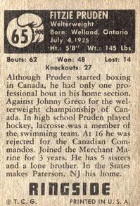 1951 Topps Ringside #65 Fitzie Pruden Back