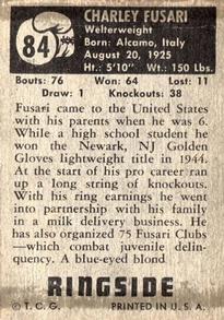 1951 Topps Ringside #84 Charlie Fusari Back