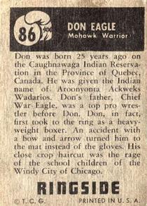 1951 Topps Ringside #86 Don Eagle Back