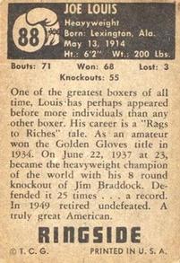 1951 Topps Ringside #88 Joe Louis Back