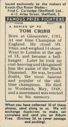1938 Cartledge Razors Famous Prize Fighters #8 Tom Cribb Back