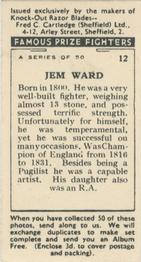 1938 Cartledge Razors Famous Prize Fighters #12 Jem Ward Back