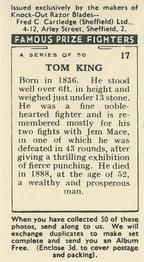 1938 Cartledge Razors Famous Prize Fighters #17 Tom King Back
