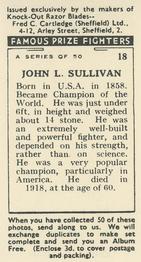 1938 Cartledge Razors Famous Prize Fighters #18 John L. Sullivan Back