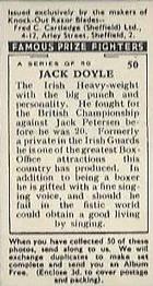 1938 Cartledge Razors Famous Prize Fighters #50 Jack Doyle Back