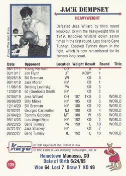 1991 Kayo #125 Jack Dempsey Back