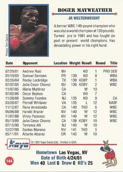 1991 Kayo #144 Roger Mayweather Back