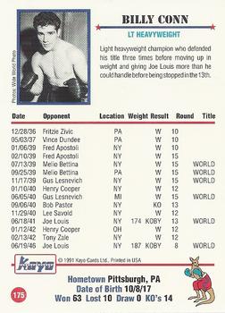 1991 Kayo #175 Billy Conn Back