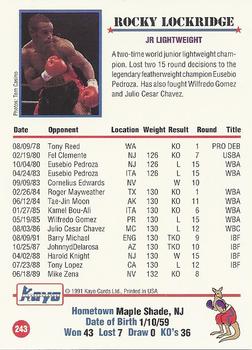 1991 Kayo #243 Rocky Lockridge Back