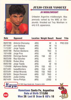 1991 Kayo #048 Julio Cesar Vasquez Back
