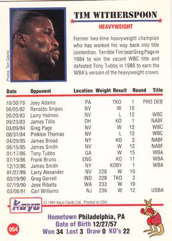 1991 Kayo #054 Tim Witherspoon Back