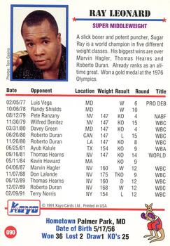 1991 Kayo #090 Ray Leonard Back