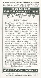 1938 Churchman's Boxing Personalities #16 Ben Foord Back