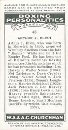 1938 Churchman's Boxing Personalities #48 Arthur J. Elvin Back
