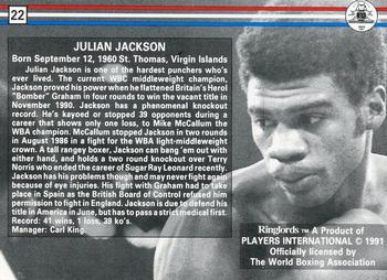 1991 Ringlords #22 Julian Jackson Back