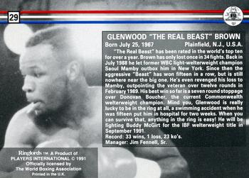1991 Ringlords #29 Glenwood Brown Back