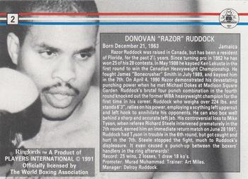 1991 Ringlords #2 Donovan Ruddock Back