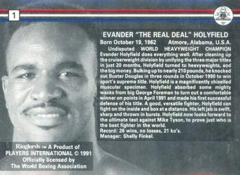 1991 Ringlords - Autographs #1 Evander Holyfield Back