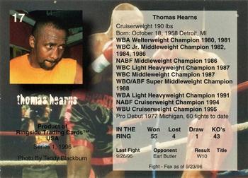 1996 Ringside #17 Thomas Hearns Back