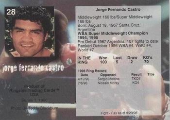 1996 Ringside #28 Jorge Castro Back