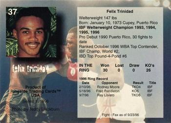 1996 Ringside #37 Felix Trinidad Back