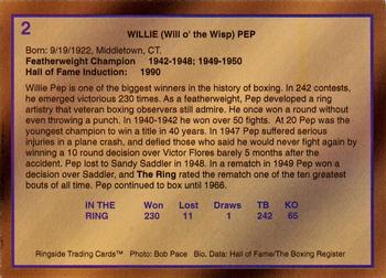 1996 Ringside - International Hall of Fame #2 Willie Pep Back