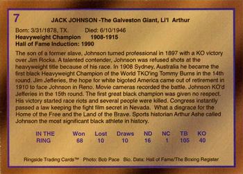 1996 Ringside - International Hall of Fame #7 Jack Johnson Back