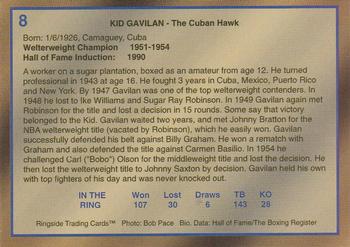 1996 Ringside - International Hall of Fame #8 Kid Gavilan Back